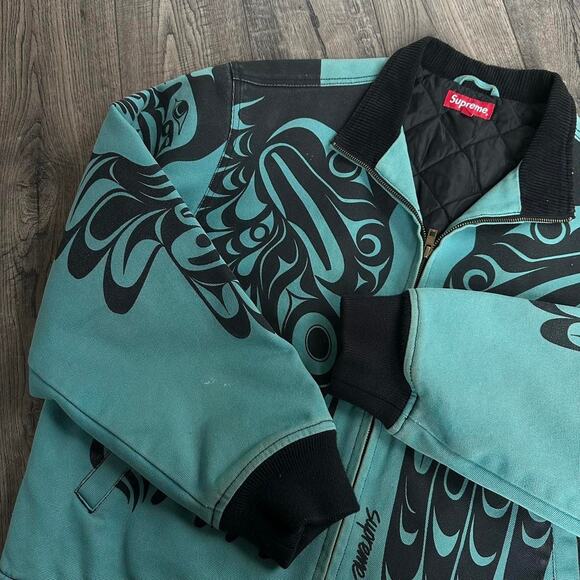 Rare FW19 Worn Supreme Makah Canvas Bomber ZipUp Work Jacket - Picture 5 of 8